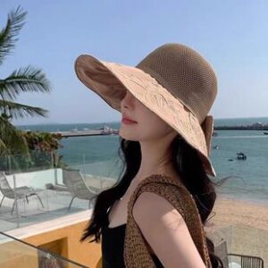 渔夫帽女夏季遮脸防晒宽檐太阳帽可折叠透气网红款时尚新款女士帽