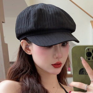 黑色八角帽女春夏新款复古贝雷帽韩版大头围显脸小报童帽日系帽子