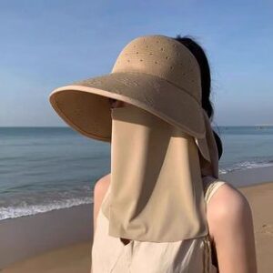 2025年新款夏季防晒遮脸空顶帽女款大帽檐面罩显脸小太阳渔夫帽子