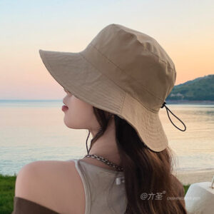 批发韩国2025夏季薄款速干渔夫帽户外帽子女可收纳折叠盆帽防紫外