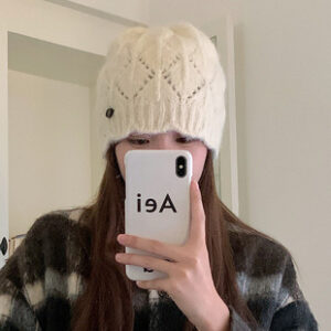 亣圣~韩系手工钩针软糯针织帽子女秋冬保暖毛线时髦文艺包头帽潮