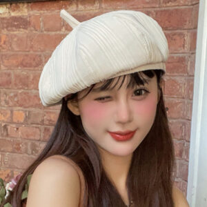 日系鸭舌贝雷帽女2025春夏新款报童帽显脸小八角帽大头围韩版帽子