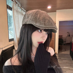 春夏季英伦风韩版麂皮绒纯色前进帽子女画家报童帽子显脸小贝雷帽