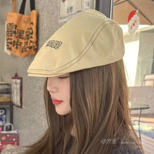 早春新款鸭舌帽子女韩版潮百搭字母走线时尚前进帽街头休闲画家帽