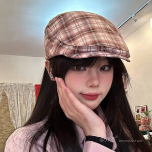 日系复古纯色简约前进帽子女春夏休闲百搭显脸小画家帽情侣贝雷帽