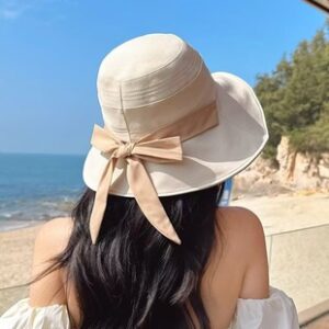 太阳帽女2025春夏韩版大檐可爱蝴蝶结沙滩防晒渔夫帽遮阳防紫外线