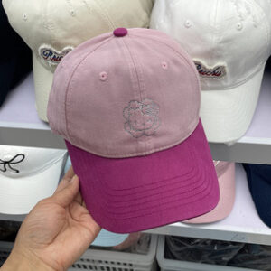 撞色卡通刺绣棒球帽女2025新款韩版宽帽檐软顶大脸显脸小鸭舌帽子