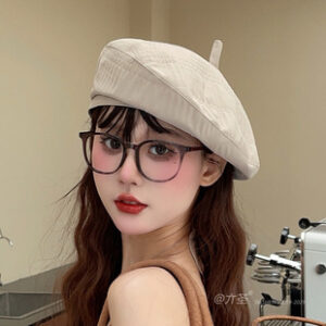 2025春季薄款贝雷帽子女网红韩版百搭南瓜帽时尚纯色画家帽显脸小