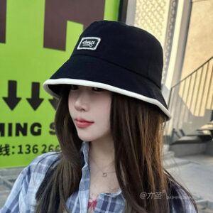 2025新款韩国ins渔夫帽子女字母贴标盆帽素颜显脸小百搭遮阳帽子