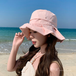 2025新款韩国批发透气轻薄防晒渔夫帽子女夏季纯色休闲登山户外帽