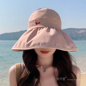 双面戴大沿空顶帽子女夏天新款骑车防紫外线遮脸防晒帽百搭太阳帽