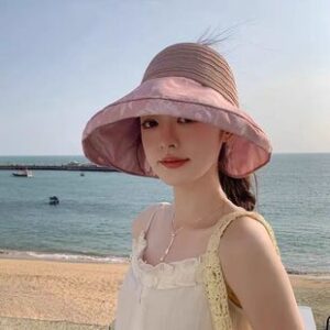 2025夏季韩版户外半空顶遮阳防晒百搭太阳帽子女款蝴蝶结渔夫帽