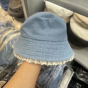蕾丝边牛仔防晒盆帽遮阳学院风春夏显脸小帽简约时尚百搭渔夫帽子