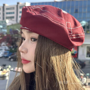 春季百搭贝雷帽女红色高级感画家帽学生出行旅游显脸小报童帽子男